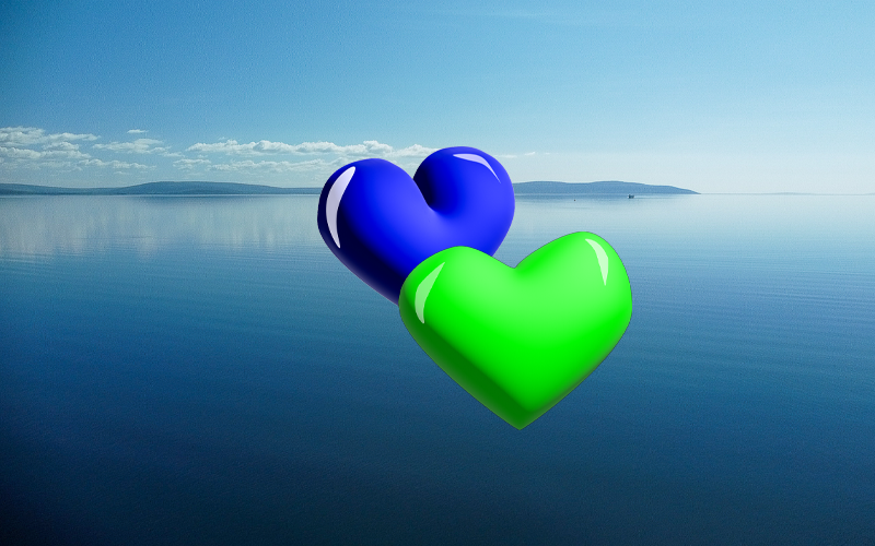 blue and green hearts