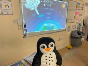 Climate Hero Mascott on show at school workshop