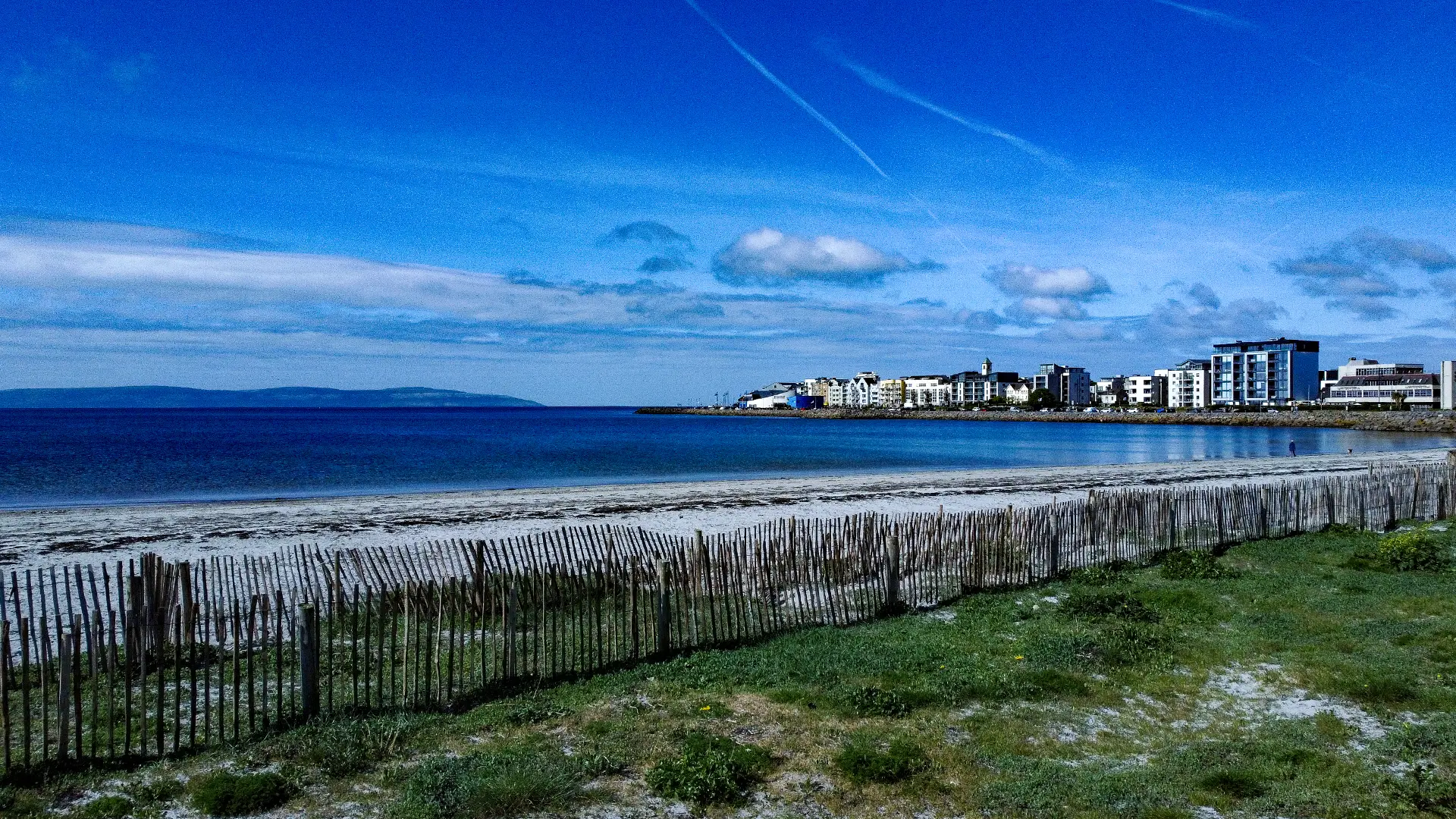 The snad fences look over Galway Bay, Salthill Galway City.