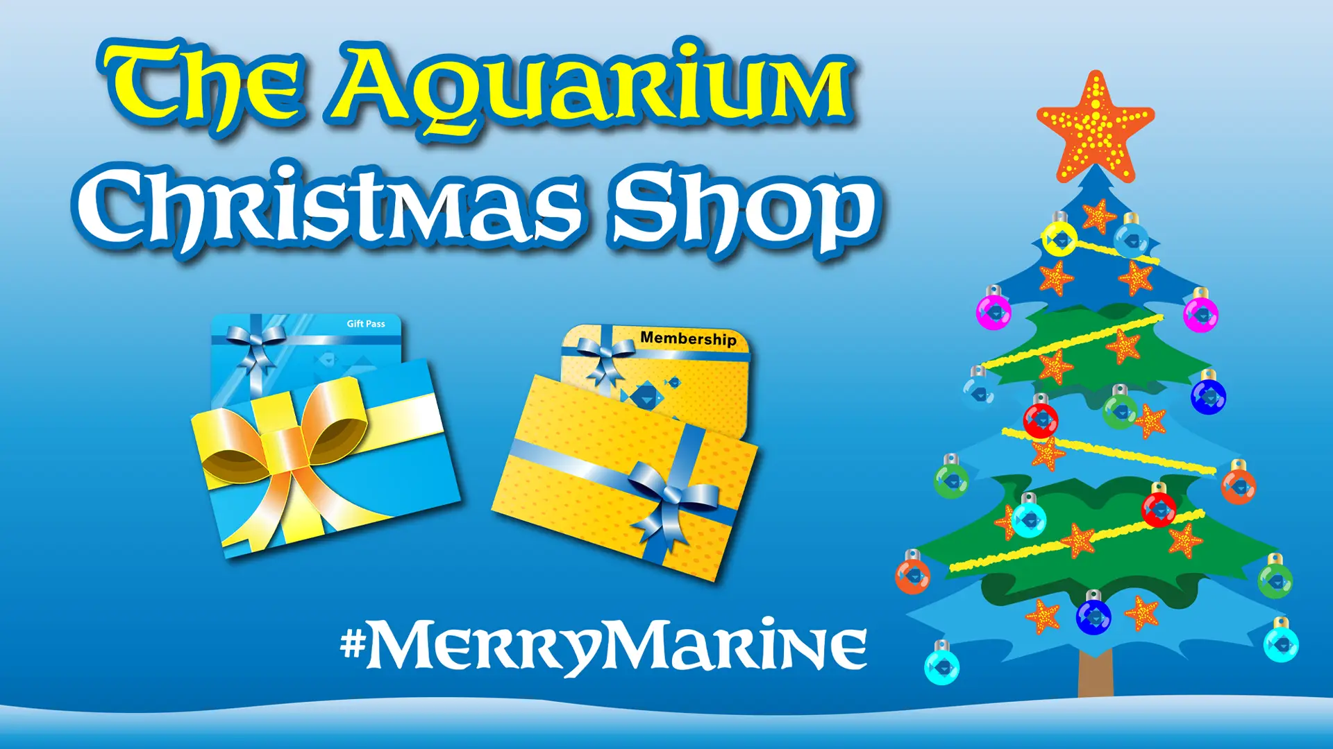 A decorative ad for Christmas Gifts in the Aquarium.