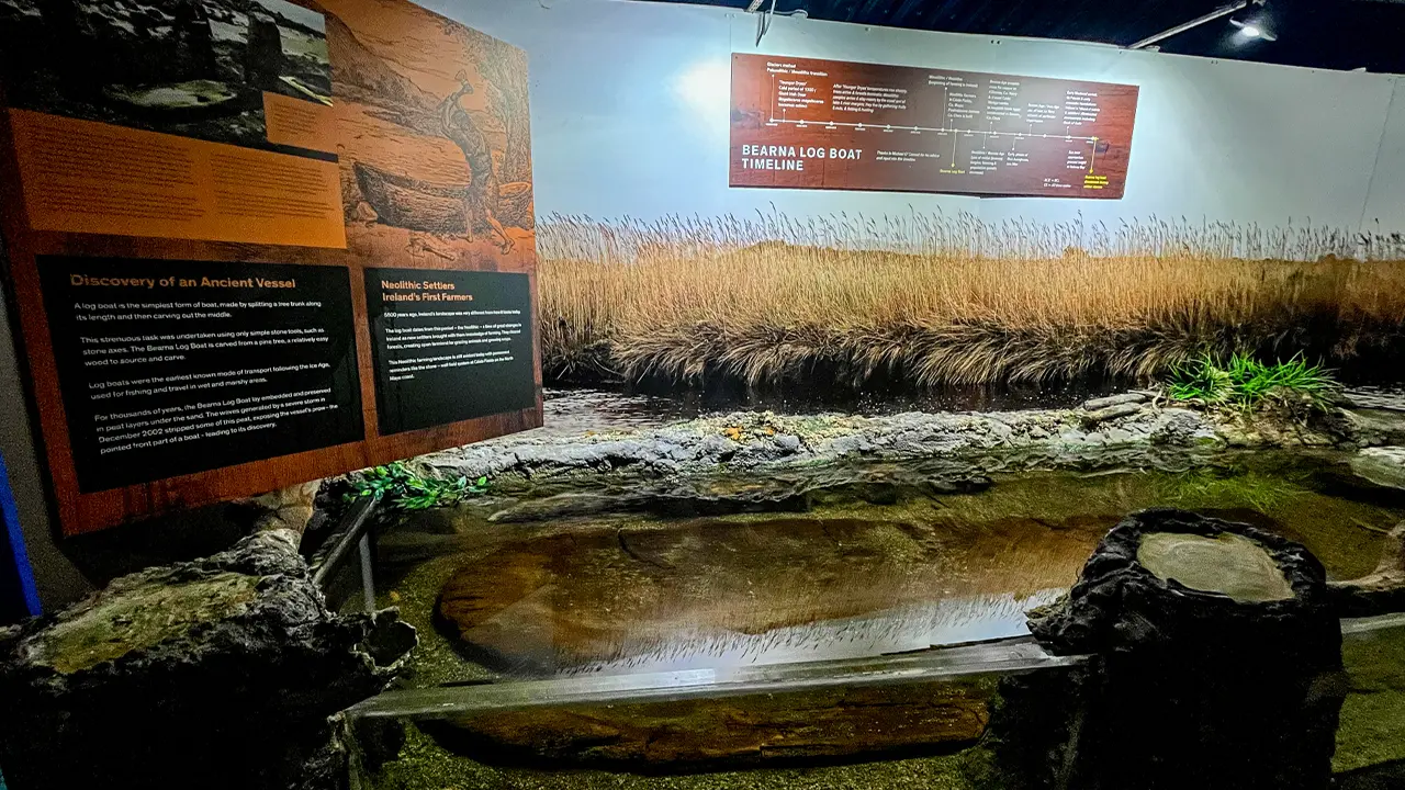 The bearna log boat a five thousand year old exhibit in the Aquarium